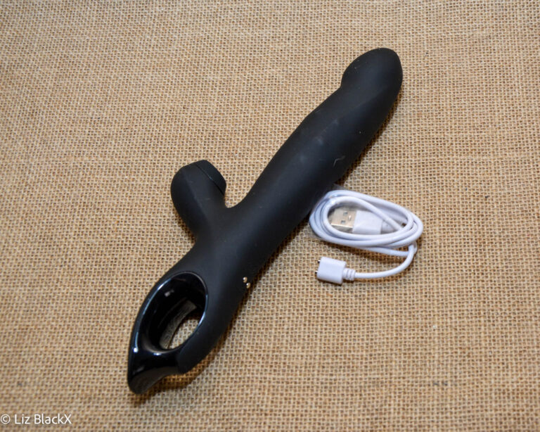 Review of the 3-in-1 Wiggling, Sucking Rabbit Vibrator with Rolling Beads Funzze Copyright Liz BlackX